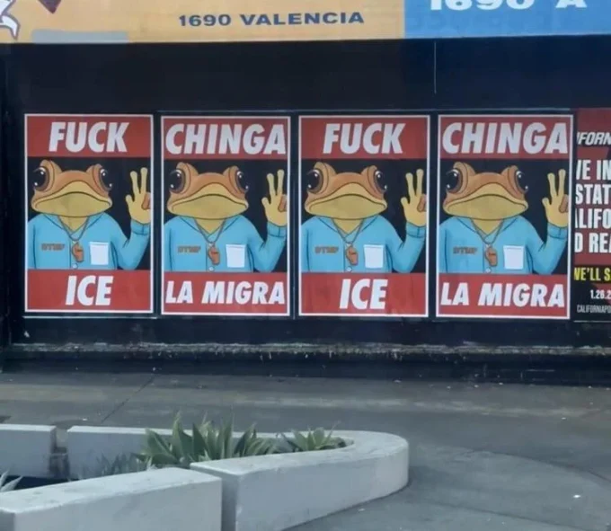 Carteles con Sapo Concho contra ICE aparecen en California