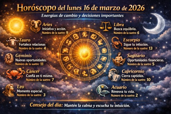 Horóscopo del lunes 16 de marzo de 2026: energías de cambio y decisiones importantes